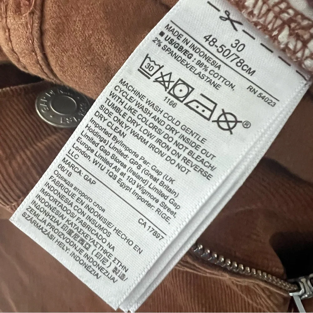 Gap True Skinny Corduroy Pants with Stretch in Worker Brown 30 10 - Picture 8 of 9